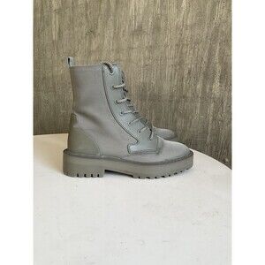 NWOB**ZARA Khaki Green Fabric Combat Boots-US 9/40